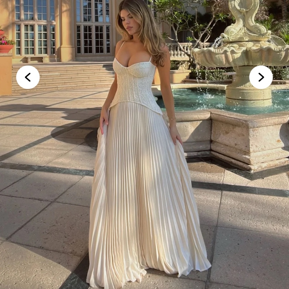 Fashion Nova Ivory Corset Maxi Dress